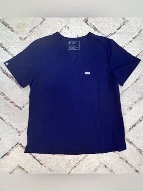 FIGS Catarina One-Pocket Scrub Top Navy Blue V-Neck Large L